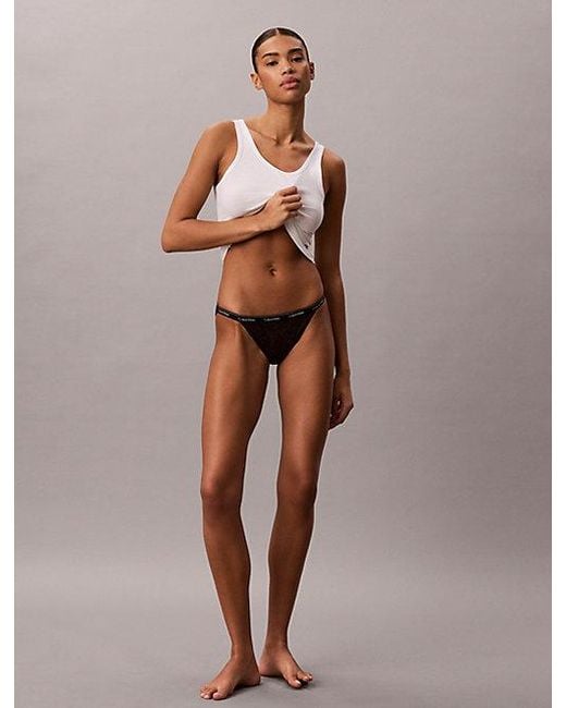 Calvin Klein Brown Bikini Briefs Icon Lace