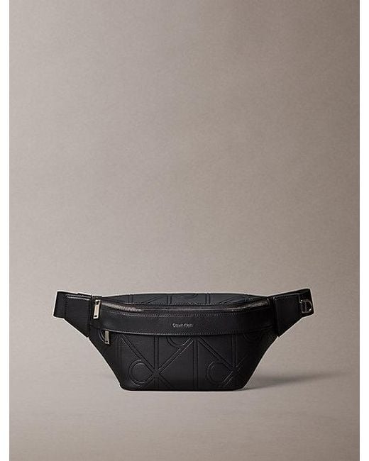Calvin Klein Black Embossed Emblem Logo Bum Bag for men