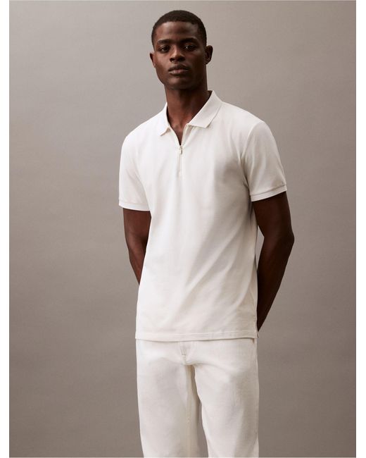 Calvin Klein Brown Tech Zip Polo Shirt for men