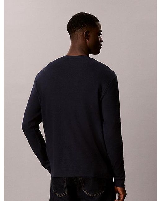 Calvin Klein Black Jeans Long Sleeve Waffle T-Shirt for men