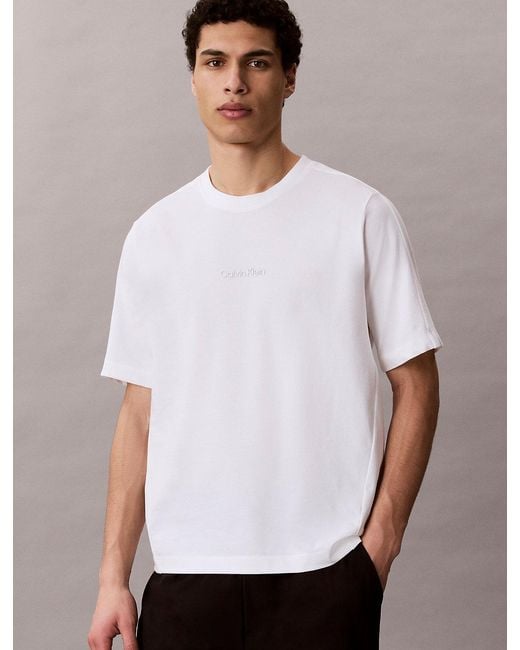 Calvin Klein White Performance Cotton Blend Gym T-Shirt for men