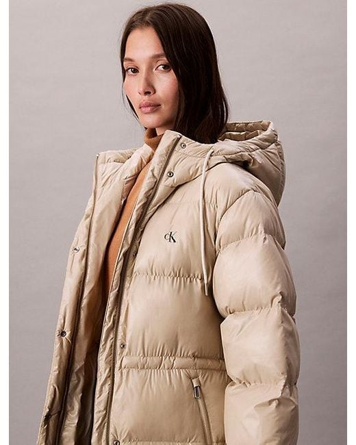 Calvin Klein Multicolor Jeans High Shine Hooded Puffer Coat