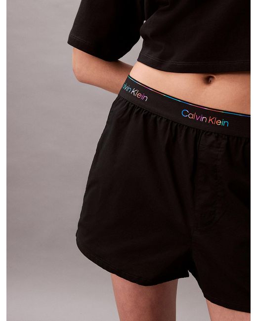 Short De Pyjama En Popeline De Coton Calvin Klein en coloris Black