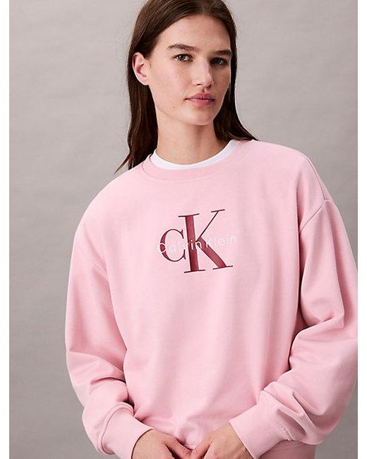 Calvin Klein Pink Jeans Monologo French Terry Relaxed Sweatshirt