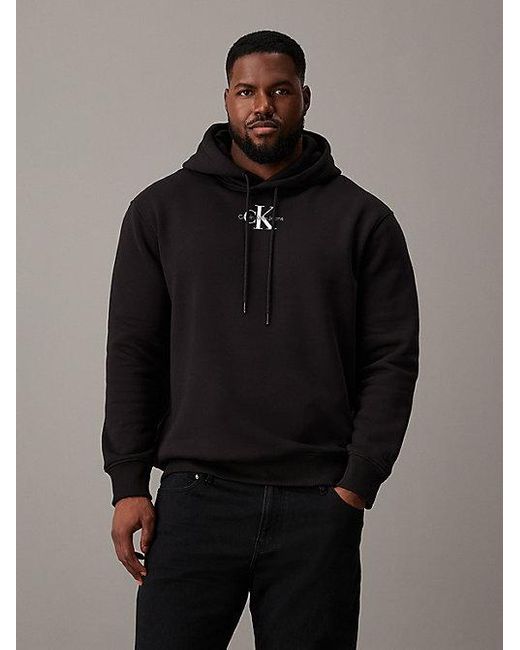 Calvin Klein Monogramm-Hoodie in großen Größen in Black für Herren