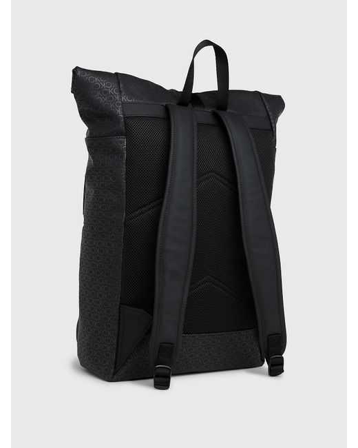 Calvin Klein Black Logo Roll-top Backpack for men