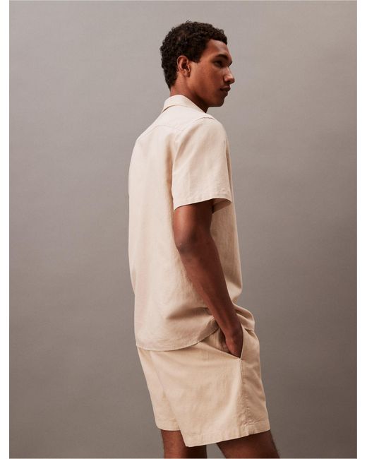 Calvin Klein Natural Linen Blend Pull-on Shorts for men