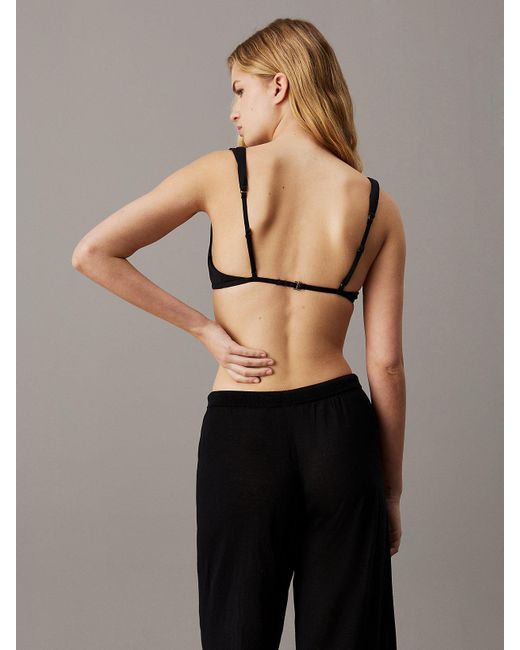 Calvin Klein Black Triangle Bikini Top - Ck Structured Twist