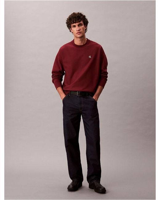 Calvin Klein Red Calvin Klein Premium Fleece Relaxed Sweatshirt for men
