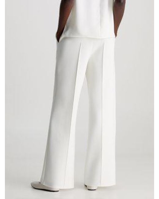 Calvin Klein Technisch Gebreide Pantalon Met Wijde Pijp in het White