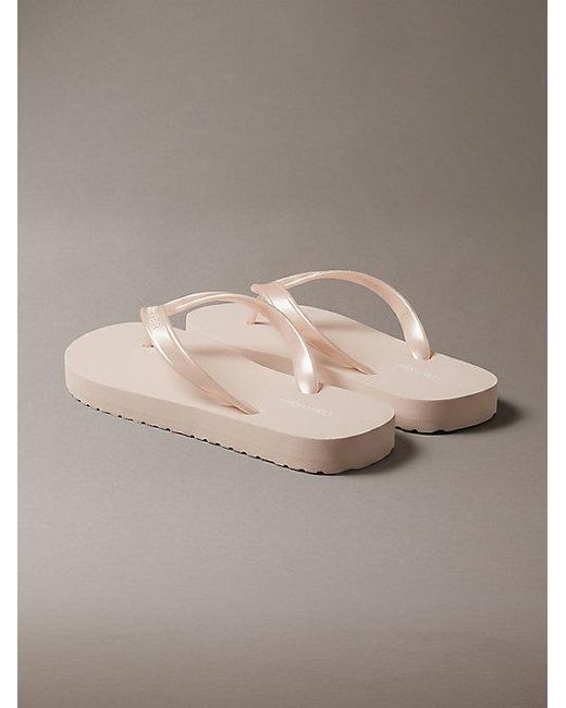 Calvin Klein Gray Arwa Metallic Pearlised Flip Flops
