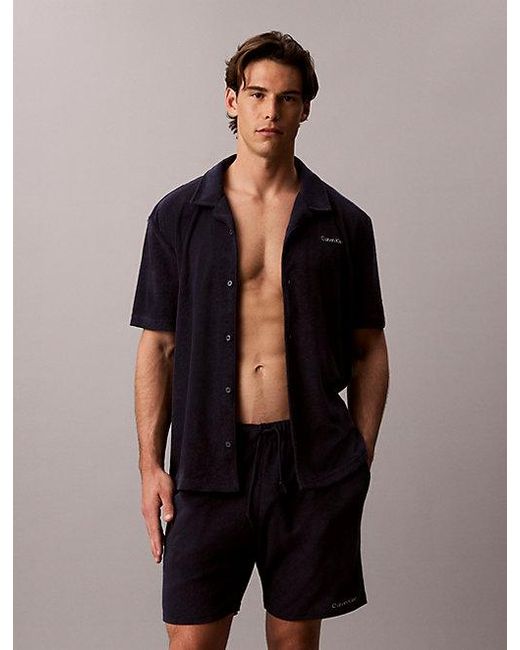 Calvin Klein Blue Long Drawstring Beach Shorts for men