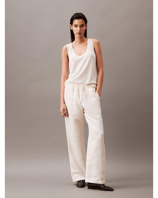 Calvin Klein Multicolor Casual Linen Blend Pull-on Pants