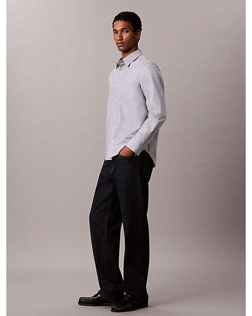 Calvin Klein Gray Oxford Button Down Shirt for men