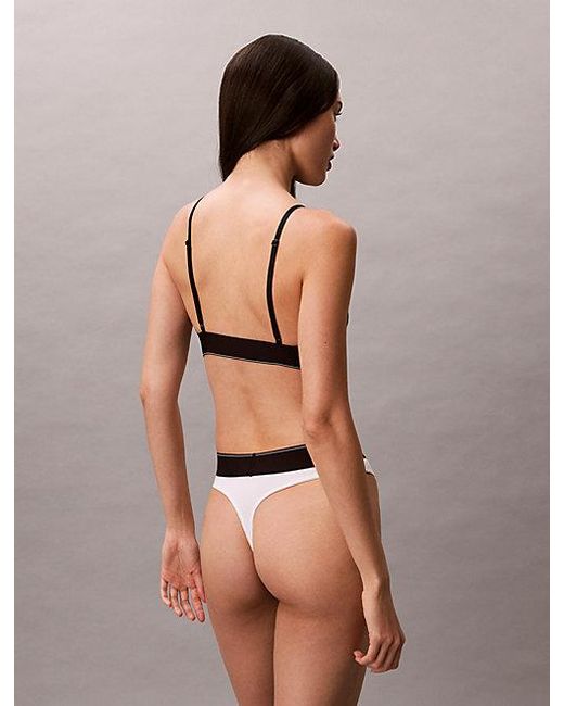 Calvin Klein Black Unlined Bralette Graphic Monogram Microfibre Stretch