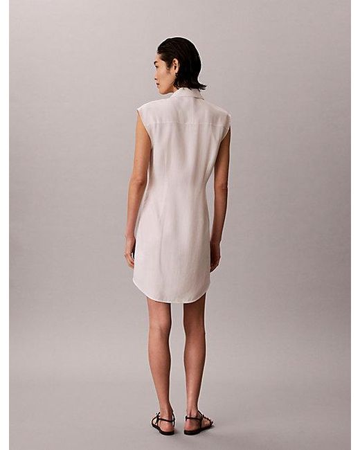 Calvin Klein Multicolor Soft Lyocell Linen Shirt Dress