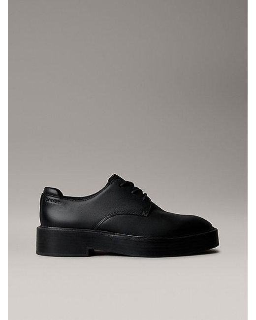 Calvin Klein Black Schnürschuhe Aus Leder Mit Blockabsatz