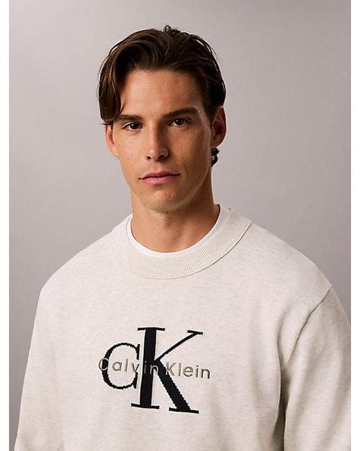 Calvin Klein Natural Jeans Relaxed Cotton Monologo Graphic Jumper for men