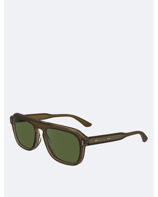 Calvin Klein Green Acetate Modified Rectangle Sunglasses for men