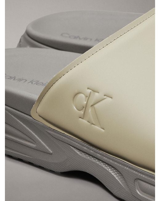 Calvin Klein Gray Chunky Sliders for men