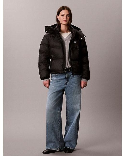 Calvin Klein Black Jeans Short Down Puffer Jacket