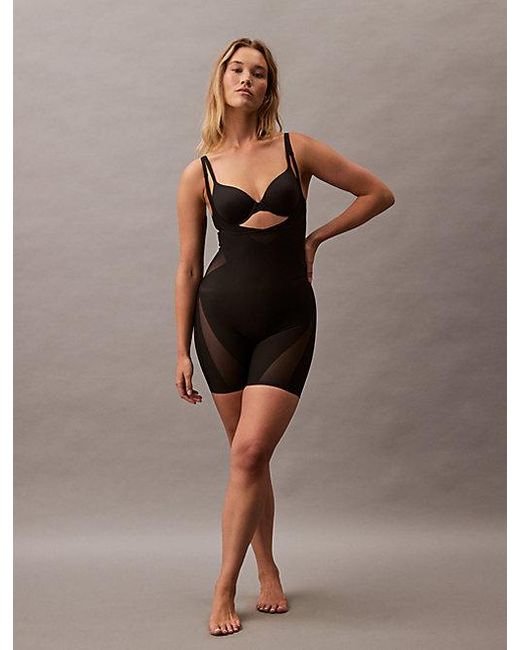 Calvin Klein Black Open Bust Shapewear Bodysuit Stay Put Mesh