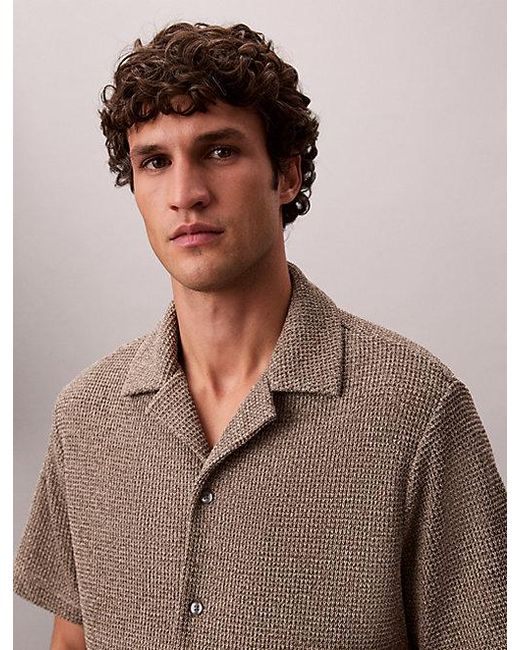 Calvin Klein Multicolor Textured Knit Short Sleeve Shirt for men