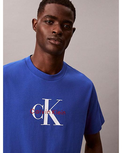Calvin Klein Blue Jeans Monogram Logo T-Shirt for men