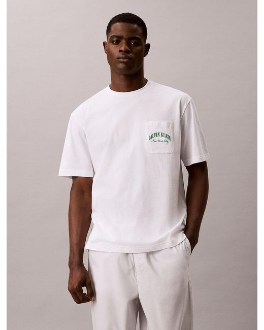 Calvin Klein Blue Cotton Crest Logo Lounge T-Shirt for men