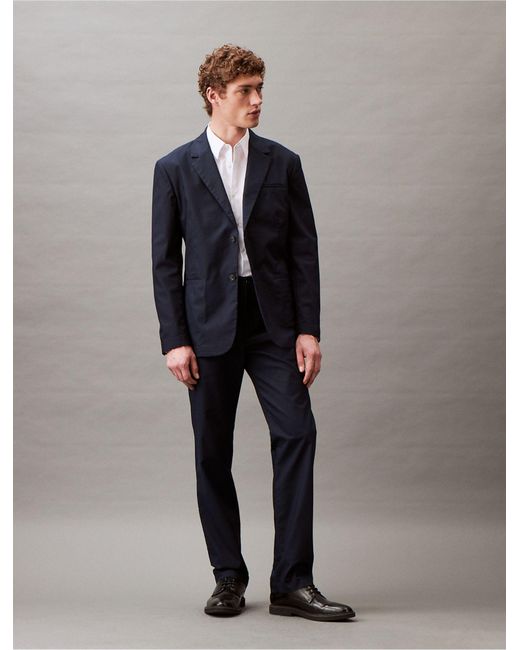 Calvin Klein Blue Cotton Stretch Classic Fit Blazer for men