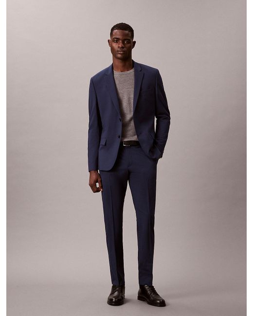 Calvin Klein Blue Slim Wool Stretch Blazer for men