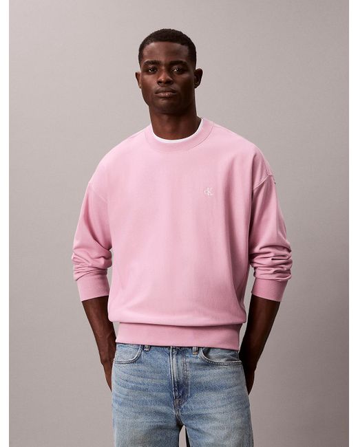 Calvin Klein Pink Relaxed Monogram Sweatshirt for men