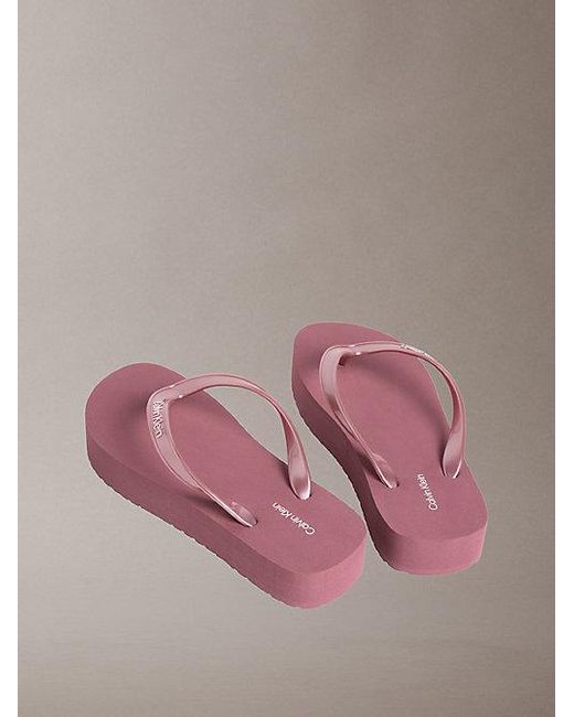 Calvin Klein Pink Pearlised Platform Flip Flops