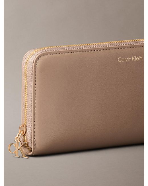Calvin Klein Brown Monogram Hardware Long Zip Wallet