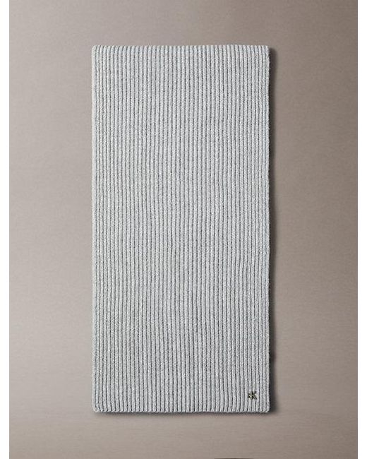 Calvin Klein Sjaal Van Wolmix Met Signature Logo in het Gray voor heren