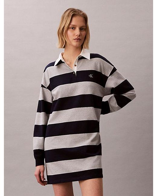 Calvin Klein Multicolor Jeans Varsity Stripe Polo Mini Dress