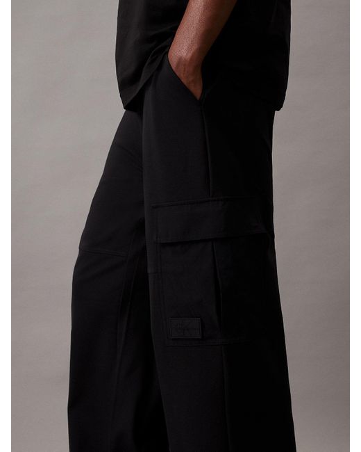 Calvin Klein Black Relaxed Milano Jersey Cargo Pants for men