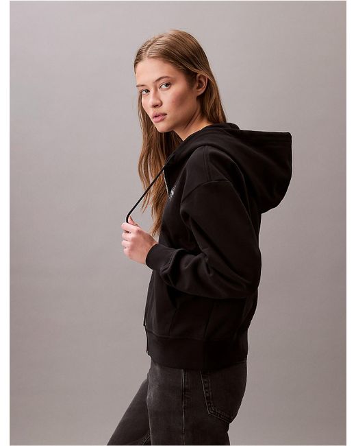 Calvin Klein Black Monogram Zip Up Hoodie