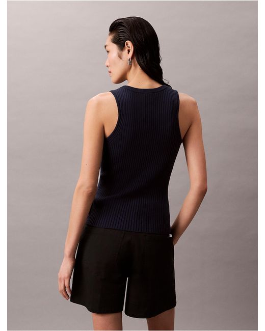 Calvin Klein Black Calvin Klein Smooth Cotton Rib Sweater Tank