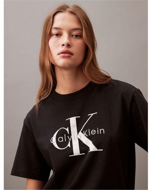 Calvin Klein Brown Monogram Logo Boxy Crewneck T-shirt