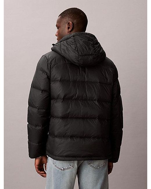 Calvin Klein Black Jeans Hooded Down Puffer Jacket for men