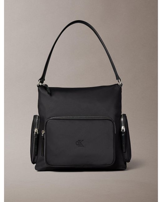 Calvin Klein Gray Soft Satin Nylon Satchel Handbag
