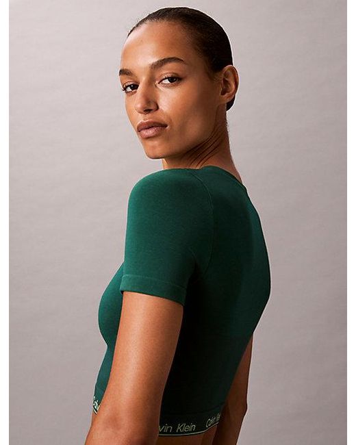 Calvin Klein Shapewear Top Met Korte Mouwen in het Green