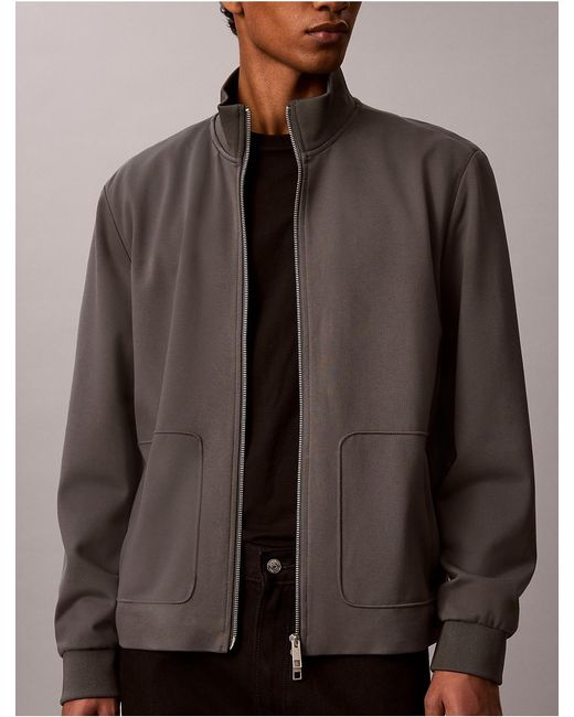 Calvin Klein Brown Tech Knit Zip Jacket for men