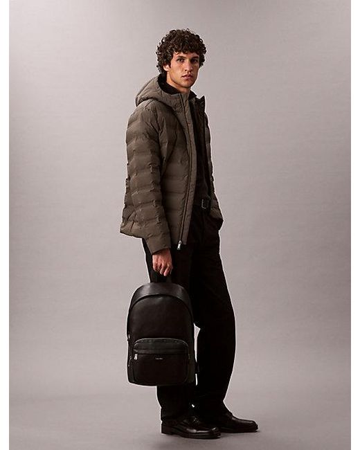 Calvin Klein Gray Micro Pebble Laptop Trolley Backpack for men