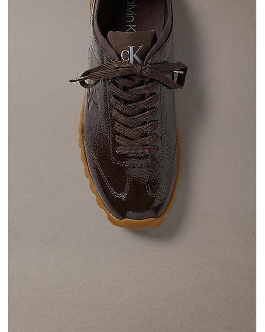 Calvin Klein Brown Shiny Organza Runner Trainers