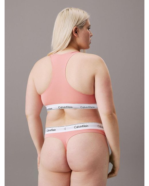 Calvin Klein Pink Plus Size Thong - Modern Cotton