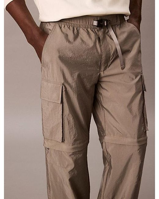 Calvin Klein Nylon Cargo-Afritsbroek in het Natural voor heren