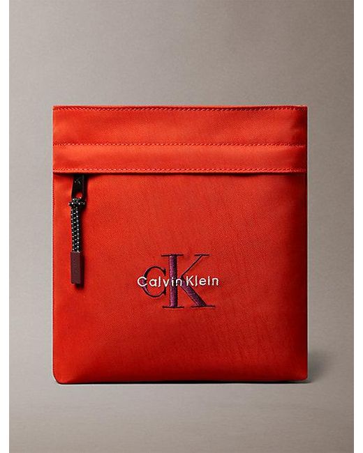 Calvin Klein Red Nylon Monogram Logo Flatpack for men