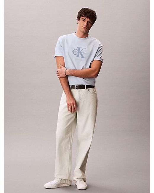Calvin Klein White Jeans Relaxed Logo Appliqué T-Shirt for men